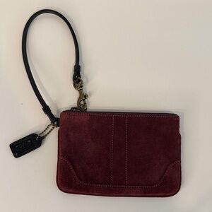 Coach Burgundy Suede Wristlet